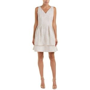 Taylor Dresses Rose Jacquard Fit & Flare Dress Cream Women’s Size 2 LNC